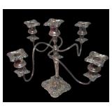 MB - Vintage Silver Plated 5-Arm Candelabra with Ornate Detailing