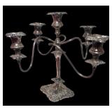 MB - Vintage Silver Plated 5-Arm Candelabra with Ornate Detailing