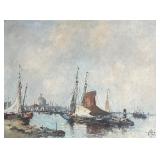 MB - F. Roberts Framed Harbor Scene Print