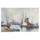MB - F. Roberts Framed Harbor Scene Print