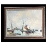 MB - F. Roberts Framed Harbor Scene Print