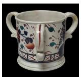 MB - Antique Gaudy Welsh Pottery Jug and Two Antique Gaudy Welsh Pottery Mugs