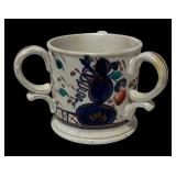 MB - Antique Gaudy Welsh Pottery Jug and Two Antique Gaudy Welsh Pottery Mugs