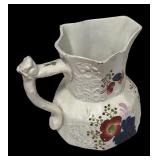 MB - Antique Gaudy Welsh Pottery Jug and Two Antique Gaudy Welsh Pottery Mugs