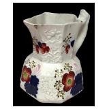 MB - Antique Gaudy Welsh Pottery Jug and Two Antique Gaudy Welsh Pottery Mugs