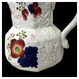 MB - Antique Gaudy Welsh Pottery Jug and Two Antique Gaudy Welsh Pottery Mugs