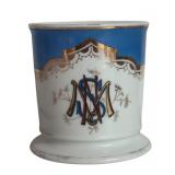 MB - Vintage Porcelain Shaving Mug with Blue and Gold Trim