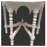 MB - White Vintage Accent Table with Turned Legs