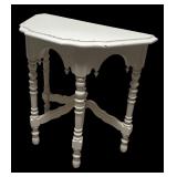 MB - White Vintage Accent Table with Turned Legs