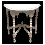 MB - White Vintage Accent Table with Turned Legs