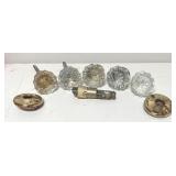 MB - Set of 5 Vintage Glass Door Knobs with Brass Hardware