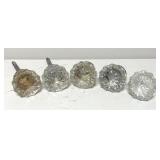 MB - Set of 5 Vintage Glass Door Knobs with Brass Hardware