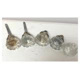MB - Set of 5 Vintage Glass Door Knobs with Brass Hardware