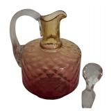 MB - Antique Amberina Glass Cruet, Shaker, and Pitcher