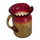 MB - Antique Amberina Glass Cruet, Shaker, and Pitcher