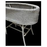 MB - Vintage White Wicker Planter Stand