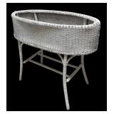 MB - Vintage White Wicker Planter Stand