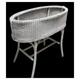 MB - Vintage White Wicker Planter Stand