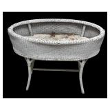 MB - Vintage White Wicker Planter Stand