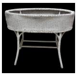 MB - Vintage White Wicker Planter Stand