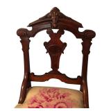 BR - Pair of Antique American Empire Mahogany Needlepoint Chairs