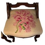 BR - Pair of Antique American Empire Mahogany Needlepoint Chairs