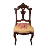 BR - Pair of Antique American Empire Mahogany Needlepoint Chairs