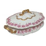 MB - Vintage Haviland France Porcelain Covered Dish with Floral Trim