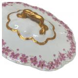 MB - Vintage Haviland France Porcelain Covered Dish with Floral Trim