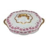 MB - Vintage Haviland France Porcelain Covered Dish with Floral Trim