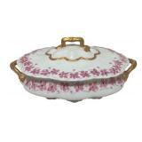 MB - Vintage Haviland France Porcelain Covered Dish with Floral Trim