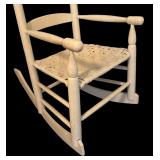 BR - Vintage White Ladder Back Rocking Chair with Woven Seat