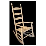 BR - Vintage White Ladder Back Rocking Chair with Woven Seat