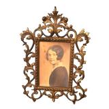 MB - Ornate Vintage Portrait Print in Decorative Metal Frame