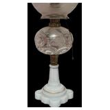 MB - Vintage Glass Table Lamp with Etched Floral Globe
