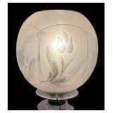 MB - Vintage Glass Table Lamp with Etched Floral Globe
