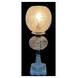 MB - Vintage Glass Table Lamp with Etched Floral Globe