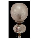 MB - Vintage Glass Table Lamp with Etched Floral Globe