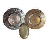 MB - Set of 3 Vintage Decorative Metal Trays Assorted Designs