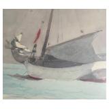MB - Framed Boat Print Signed and Dated 1903
