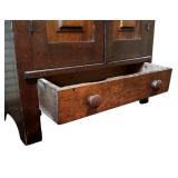 BR - Vintage Wooden Cabinet with Double Doors and Drawer