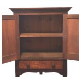 BR - Vintage Wooden Cabinet with Double Doors and Drawer