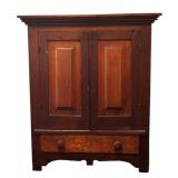 BR - Vintage Wooden Cabinet with Double Doors and Drawer