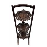MB - Vintage Three Tier Wooden Shelf with Ornate Carved Design