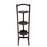 MB - Vintage Three Tier Wooden Shelf with Ornate Carved Design