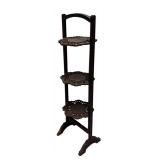MB - Vintage Three Tier Wooden Shelf with Ornate Carved Design