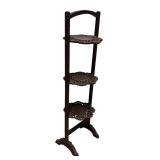 MB - Vintage Three Tier Wooden Shelf with Ornate Carved Design