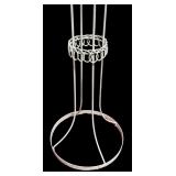 MB - Vintage White Metal Ashtray Stand with Pink Glass Tray