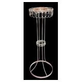 MB - Vintage White Metal Ashtray Stand with Pink Glass Tray
