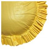MB - Set of 3 Yellow Round Ruffled Accent Pillows